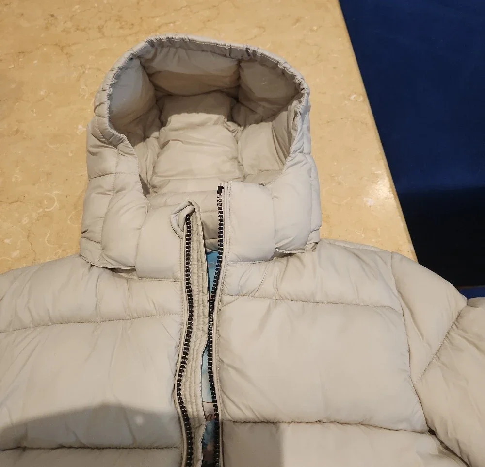 SAVE THE DUCK Kids Light Gray Puffer Jacket with Hood